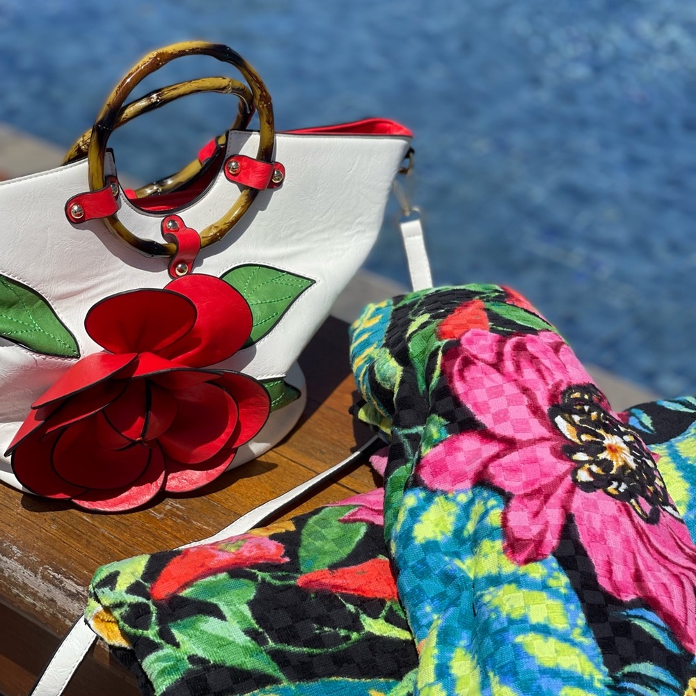 Large floral design purse